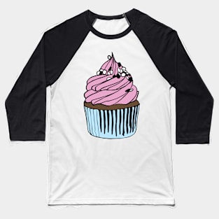 Pink and Blue Cupcake Illustration Baseball T-Shirt